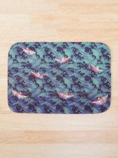 Japanese waves and paper boats Bath Mat