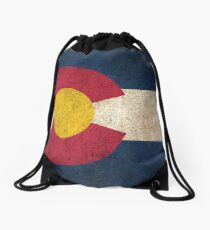Alte und abgenutzte beunruhigte Weinlese-Flagge von Colorado Turnbeutel