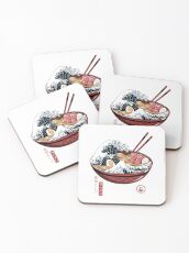 Great Ramen Wave White Coasters