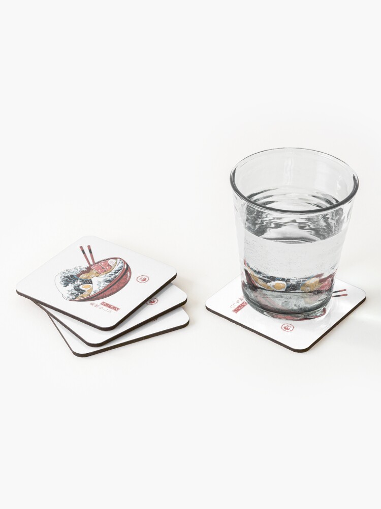 Alternate view of Great Ramen Wave White Coasters (Set of 4)