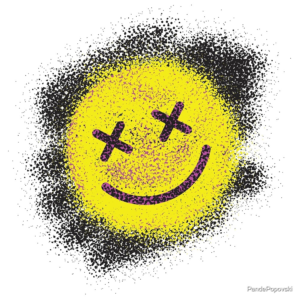 "Graffiti Spray Paint Yellow Smiley" by PandePopovski Redbubble