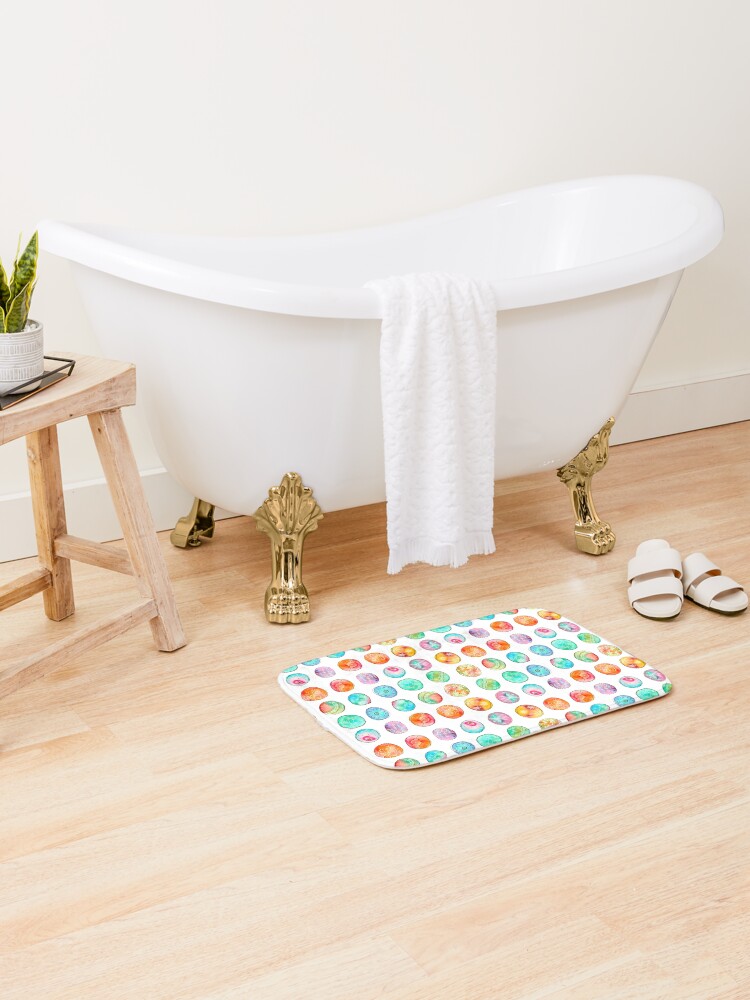 Multicolored Watercolor Bubbles Bath Mat By Amandeen Redbubble