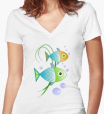 Blob says the fish Women's Fitted V-Neck T-Shirt