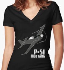 P-51 Mustang Women's Fitted V-Neck T-Shirt