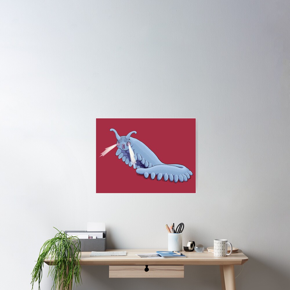Blue Onychophora velvet worm Poster