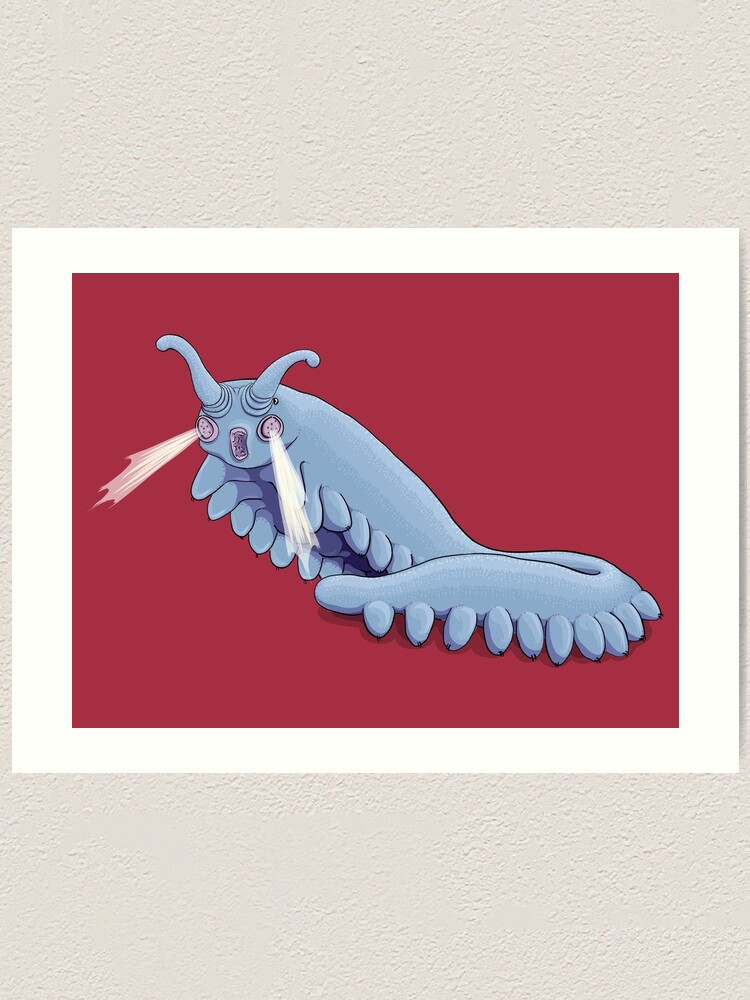 Alternate view of Blue Onychophora velvet worm Art Print