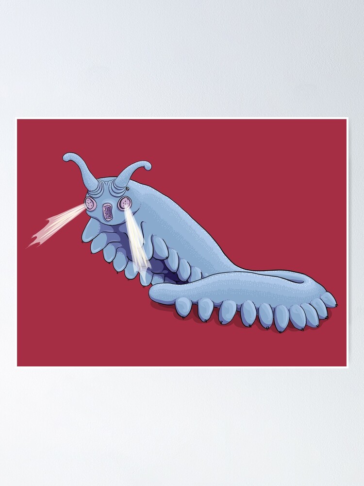 Alternate view of Blue Onychophora velvet worm Poster