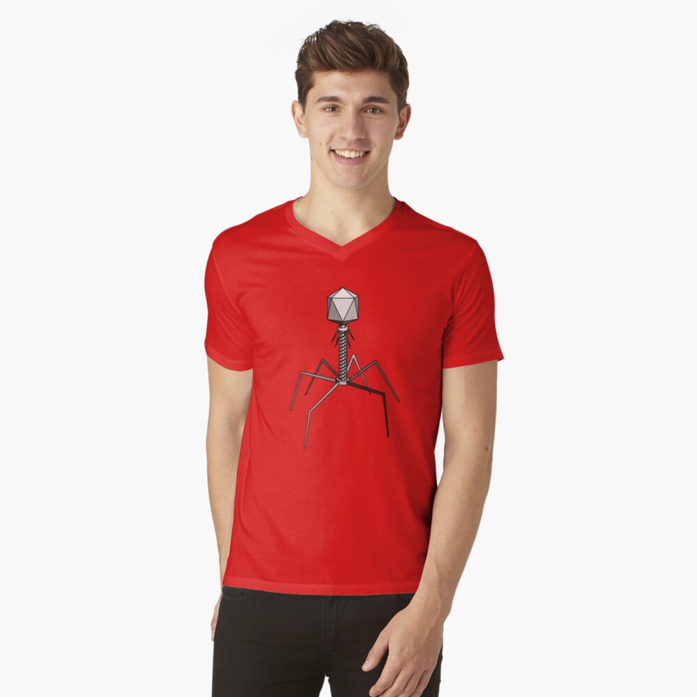 T4 bacteriophage virus V-Neck T-Shirt