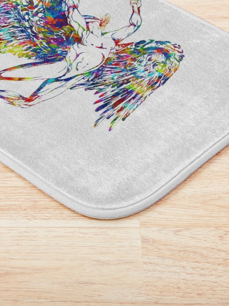 Alternate view of ICARUS THROWS THE HORNS - paint splotches *awesome UNLISTED designs in my portfolio* Bath Mat