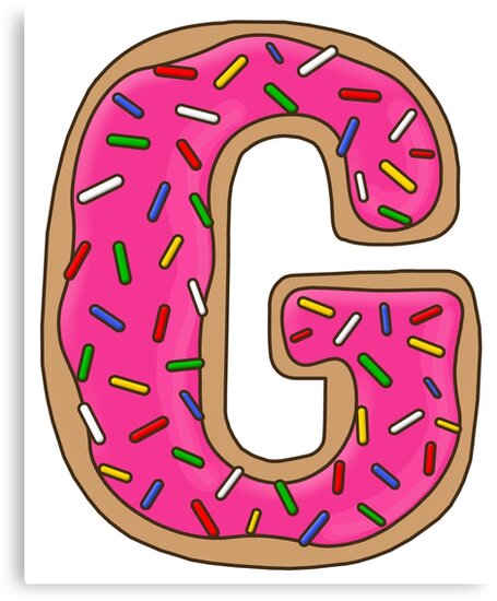 donut letter g canvas print by mynameisliana  redbubble