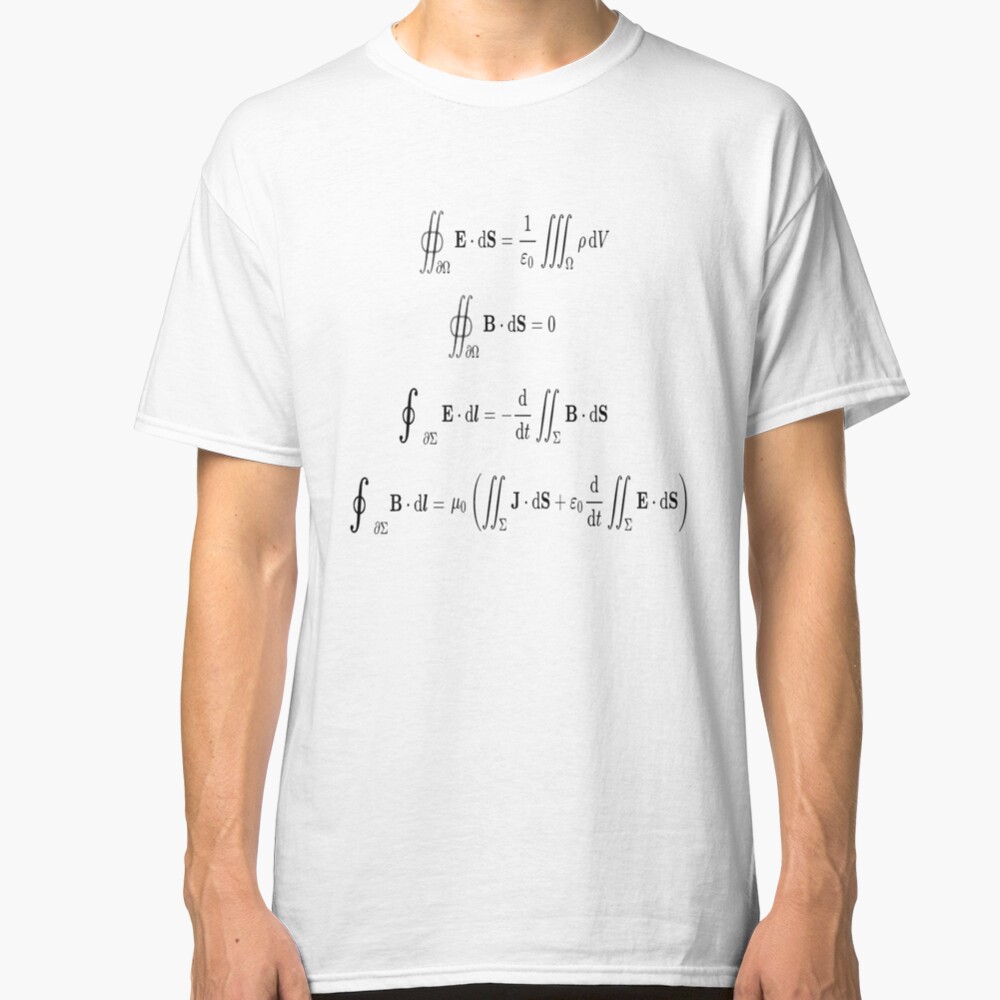 Maxwell's equations, #Maxwells, #equations, #MaxwellsEquations, Maxwell, equation, MaxwellEquations, #Physics, Electricity, Electrodynamics, Electromagnetism Classic T-Shirt