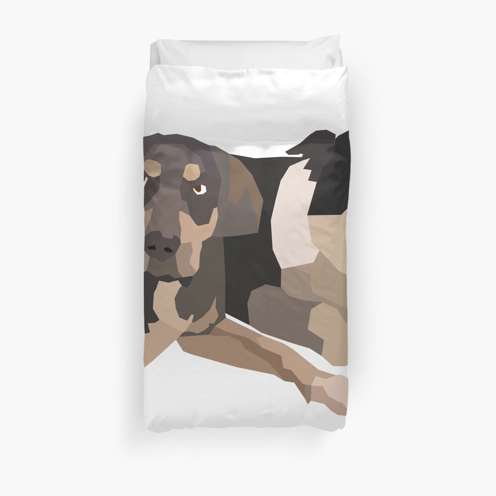 Custom pet portrait - Border Collie and Hound laying together Duvet Cover