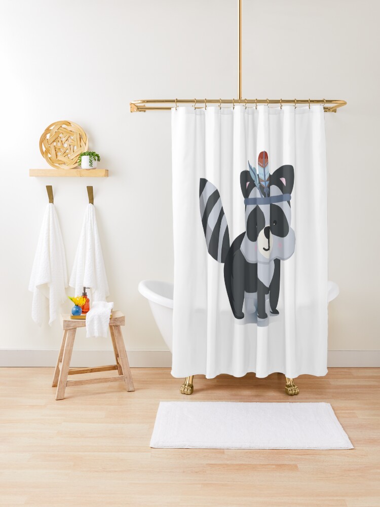 Boho Racoon Vector Character Shower Curtain By Arch4design