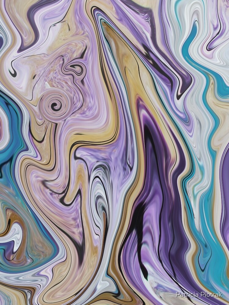 Abstraktes Fluid Painting Wellenmuster Türkis und Beige von MisQueArt