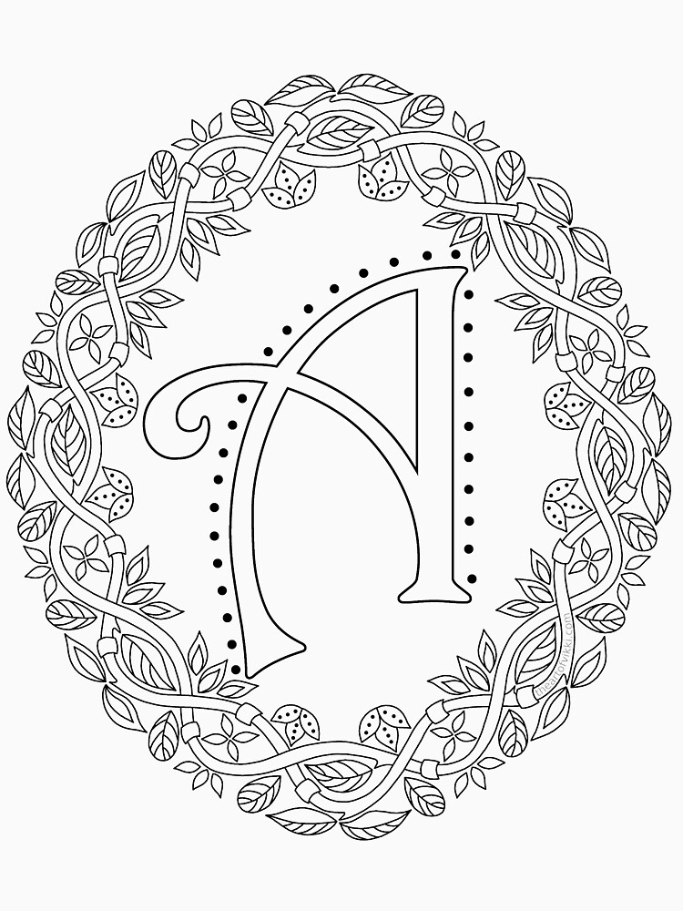 Letter A Black And White Wreath Monogram Initial by theartofvikki