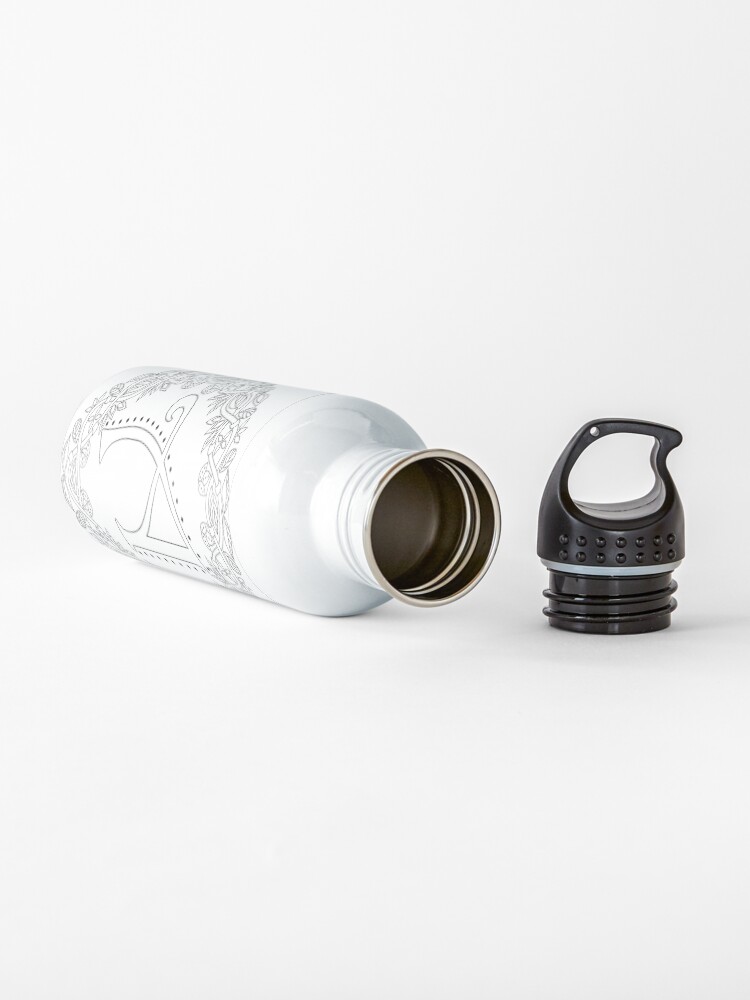 Alternate view of Letter A Black And White Wreath Monogram Initial Water Bottle