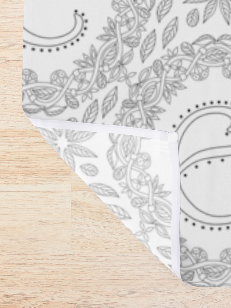 Alternate view of Letter E Black And White Wreath Monogram Initial Shower Curtain