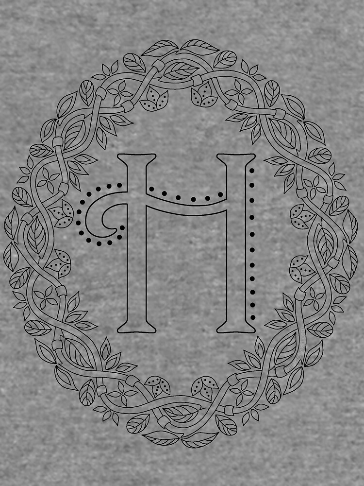 Letter H Black And White Wreath Monogram Initial by theartofvikki