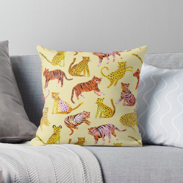 Tigers and Leopards Africa Savannah Throw Pillow
