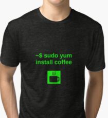 Linux sudo yum install coffee Tri-blend T-Shirt