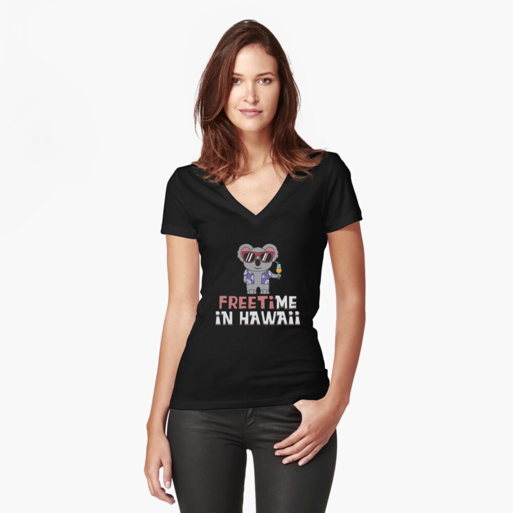Freizeit in Hawaii - Reise Wortspiele Geschenk Tailliertes T-Shirt mit V-Ausschnitt