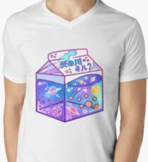 Milchstraße-Milch-Karton T-Shirt mit V-Ausschnitt