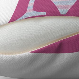 Alternate view of Letter M Blue And Pink Dots And Dashes Monogram Initial Throw Pillow