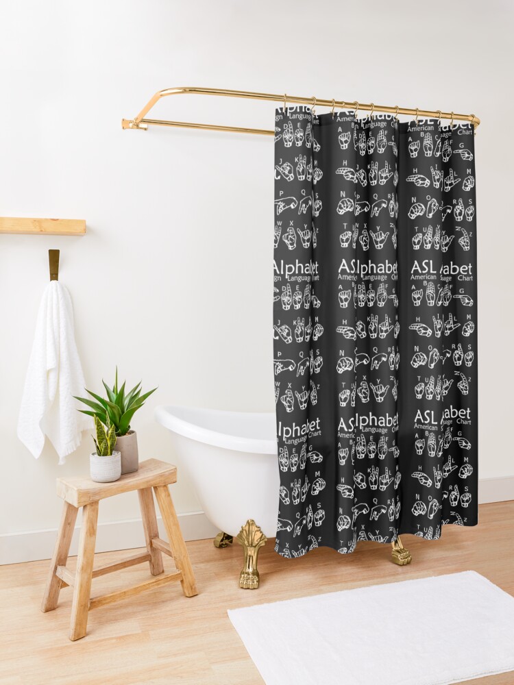 "ASL American Sign Language Alphabet Chart" Shower Curtain by
