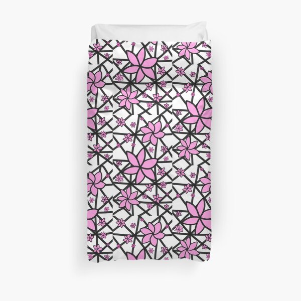 Pink Lattice Flower Duvet Cover