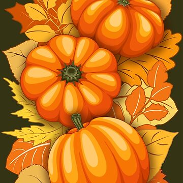Artwork thumbnail, Pumpkins and Autumn Leaves Party by BluedarkArt