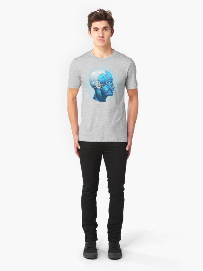 Alternate view of Android Facial Muscles Icon | Digital Illustration Slim Fit T-Shirt