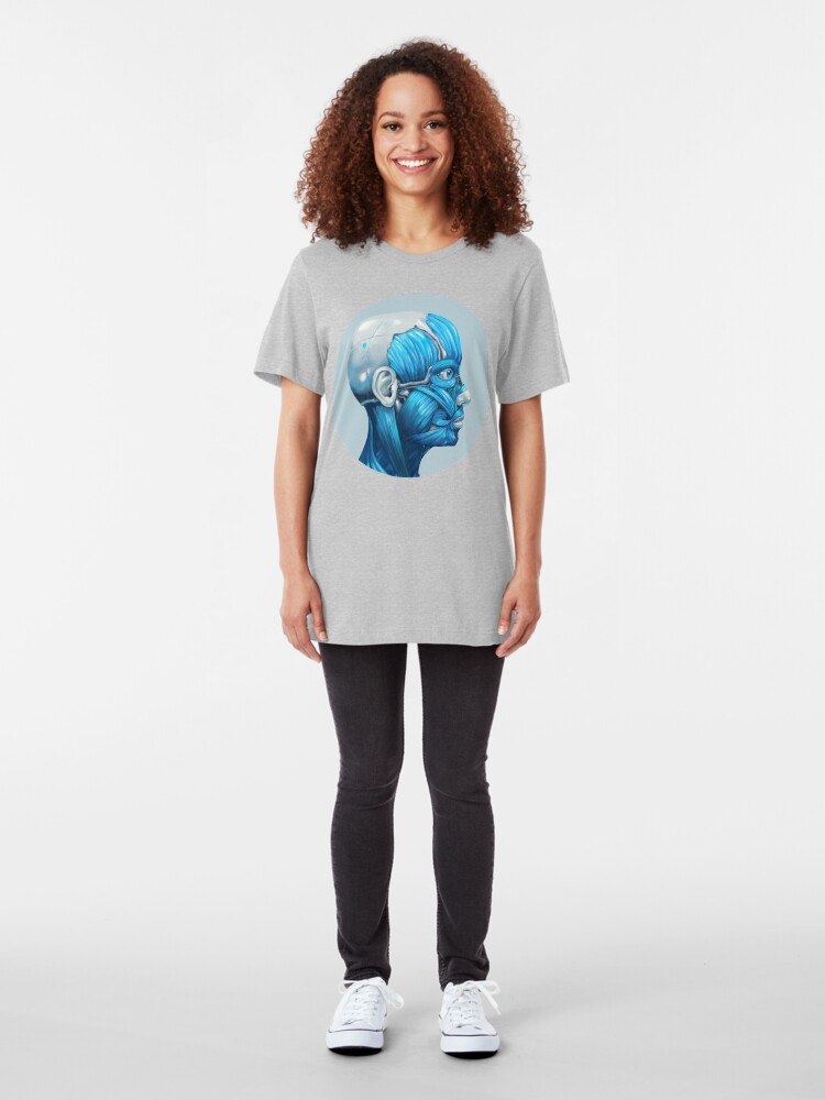 Alternate view of Android Facial Muscles Icon | Digital Illustration Slim Fit T-Shirt