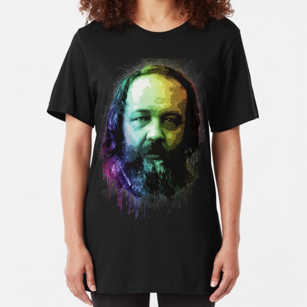 Mikhail Bakunin Urban Grunge Painting Rainbow Spectrum Slim Fit T-Shirt