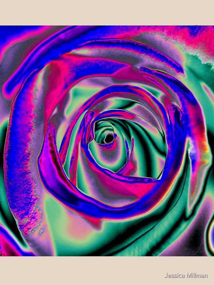 Blue and pink psychadelic Rose T by zyonchilde