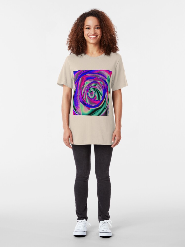 Alternate view of Blue and pink psychadelic Rose T Slim Fit T-Shirt