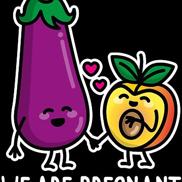 LaundryFactory We Are Pregnant Aubergine Peach Funny Pregnancy (Dark Design) Women's T-Shirt