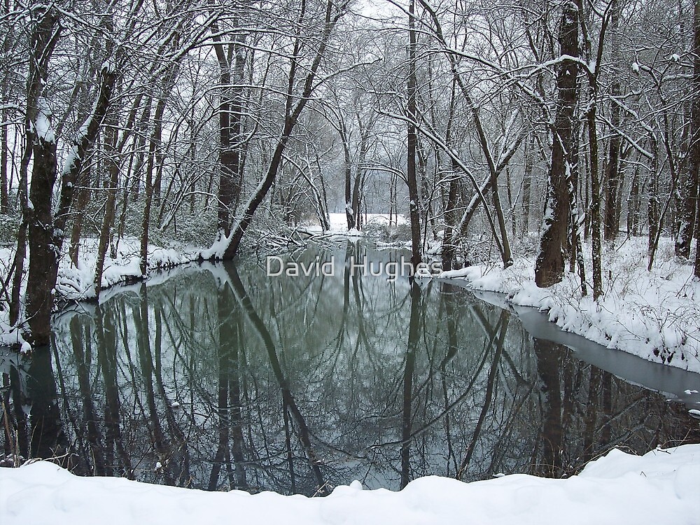 "Winter Snow an reflections, White river Arkansas" by David Hughes