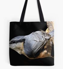 nuthatch caught red handed or in this case black beaked Tote Bag