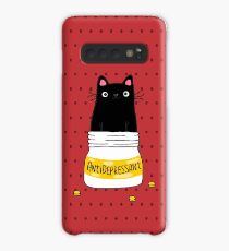 FUR ANTIDEPRESSANT . Cute black cat illustration. A gift for a pet lover. Case/Skin for Samsung Galaxy