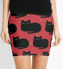 FUR ANTIDEPRESSANT . Cute black cat illustration. A gift for a pet lover. Mini Skirt