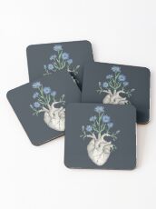 Posavasos Corazón Floral: Anatomía Humana Flor de Aciano Regalo de Halloween