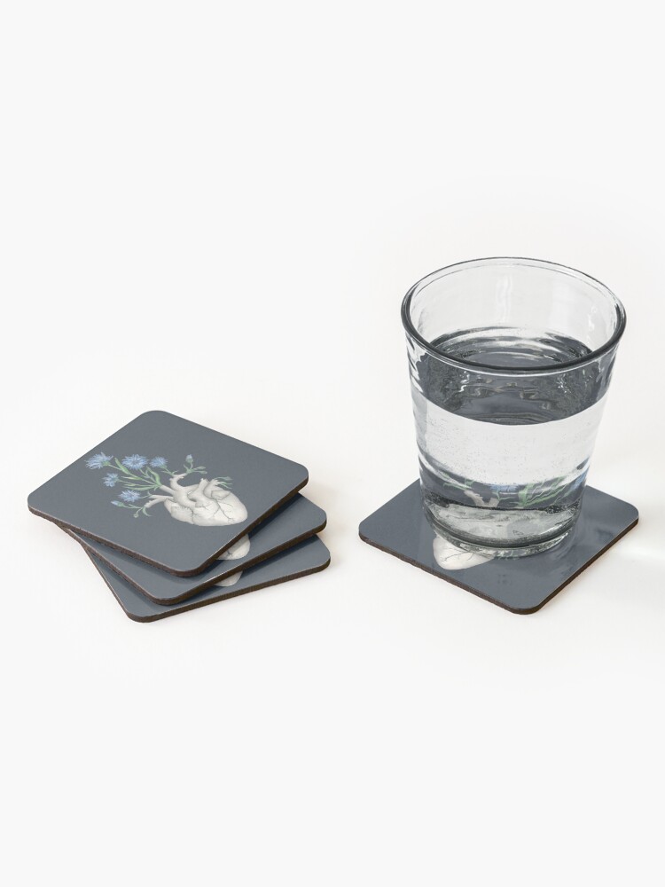 Alternate view of Floral Heart: Human Anatomy Cornflower Flower Christmas Gift Coasters (Set of 4)