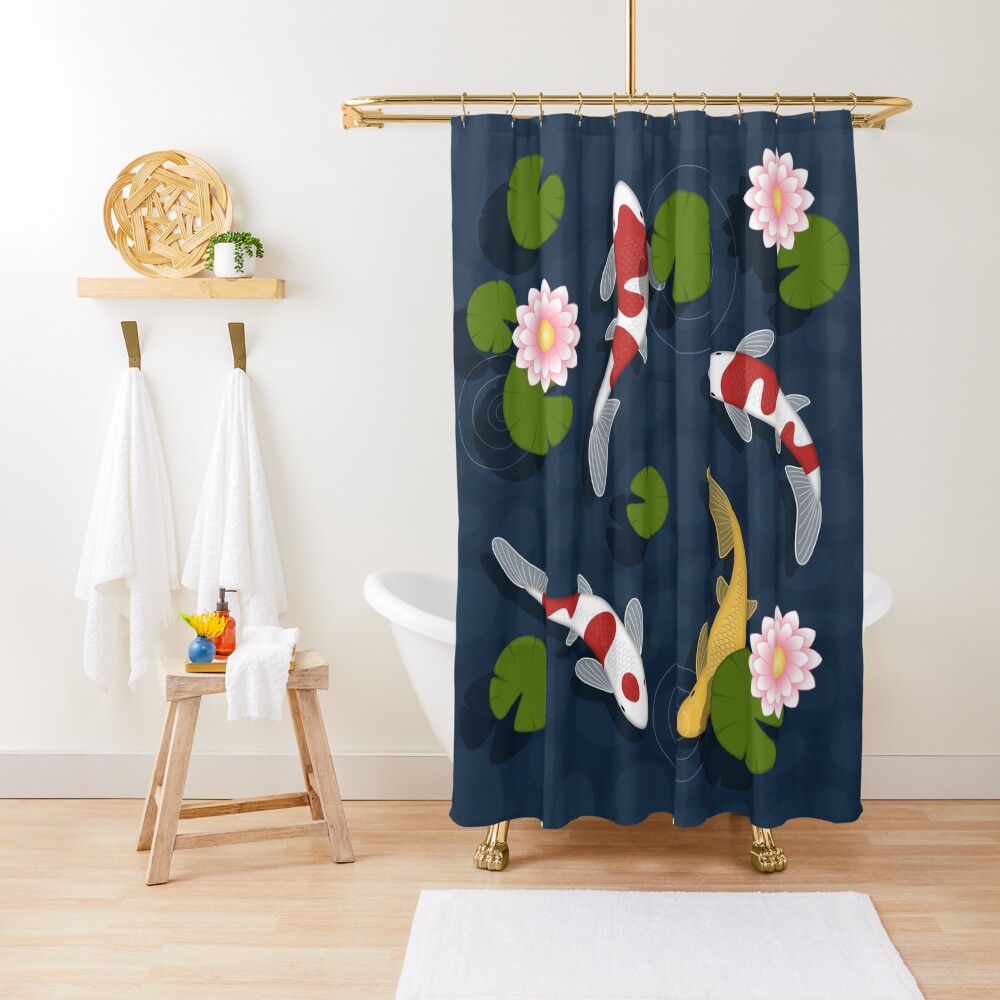Japanese Koi Fish Pond Shower Curtain