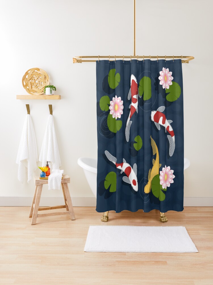Japanese Koi Fish Pond Shower Curtain By Chibibikun Redbubble