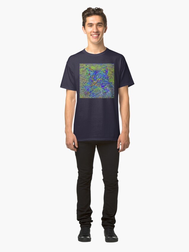 Alternate view of Artificial neural style Post-Impressionism cat Classic T-Shirt