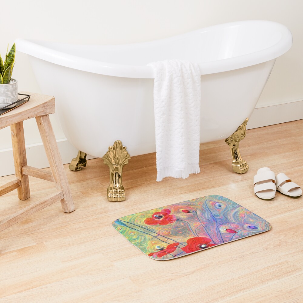 #Deepdreamed Poppies Bath Mat