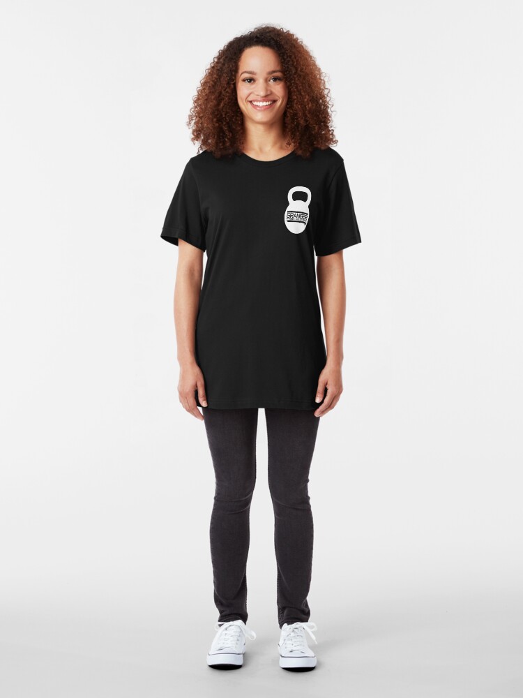 Alternate view of White Kettlebell Logo for Granger Fitness and Defense Slim Fit T-Shirt