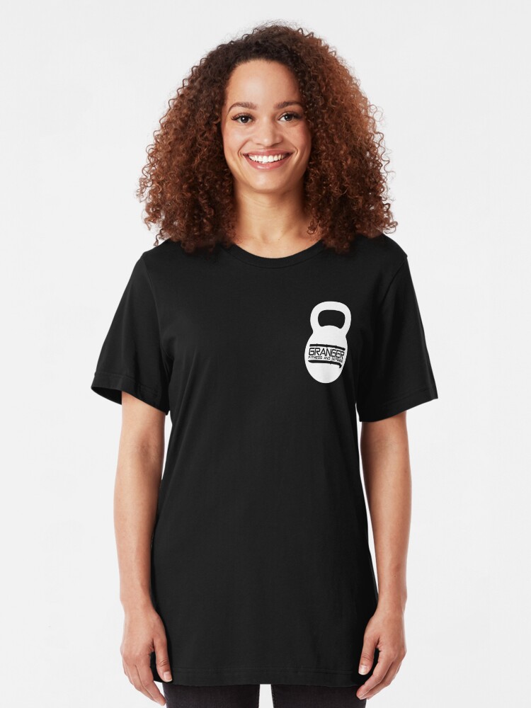 Alternate view of White Kettlebell Logo for Granger Fitness and Defense Slim Fit T-Shirt