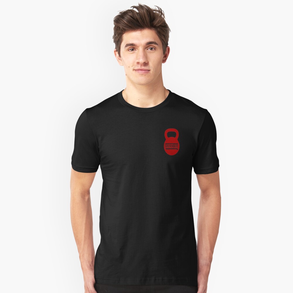 Red Kettlebell Logo for Granger Fitness and Defense Slim Fit T-Shirt