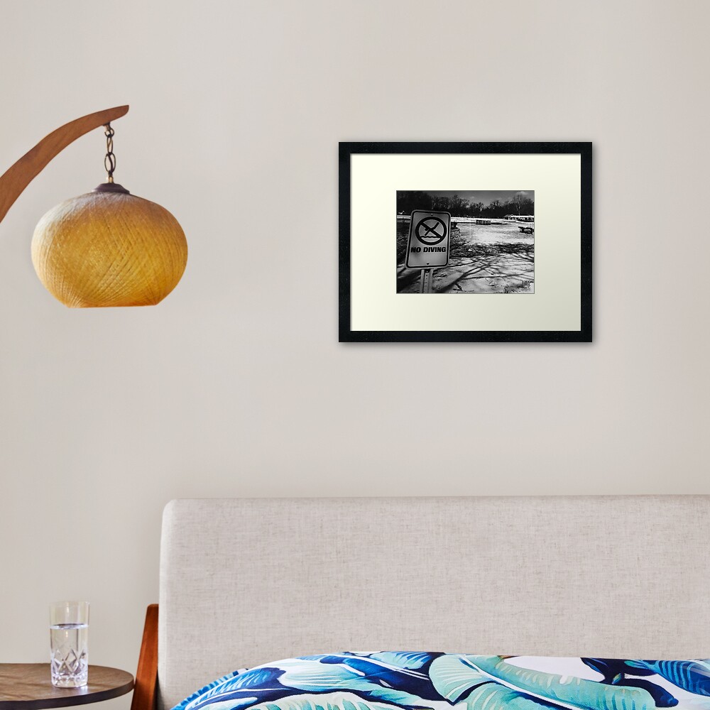 No Diving Framed Art Print